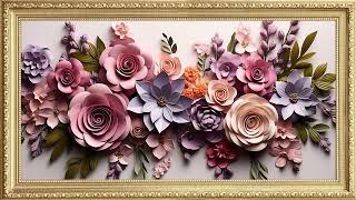 Bouquet of Serenity Painting 4K - 1 Hours Framed Painting - Wallpaper Tv Art