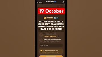 MemeFi YouTube video code today 19 October | MemeFi YouTube video secret code today | #crypto