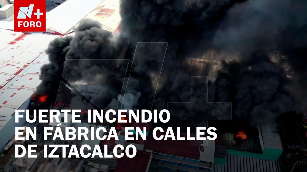 Fuerte incendio en fábrica en Iztacalco en CDMX, Hoy 15 de Agosto de 2025; así se ve desde el aire