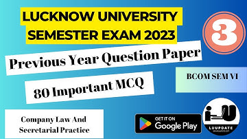 1|Company Law And Secretarial Practice|BCOM SEM VI|PYQ|#lucknowuniversity