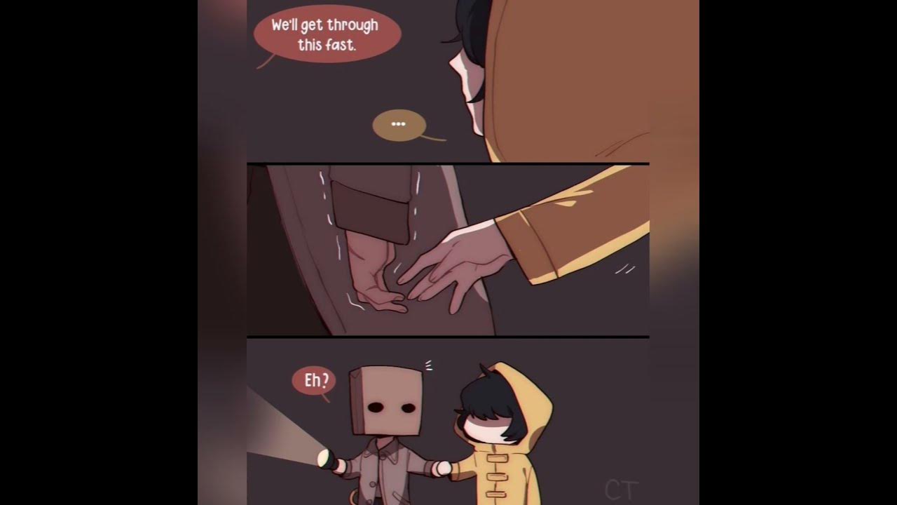 Little nightmares art. Комиксы little nightmares 2 моно и шестая. Литтл найтмерс шестая. Шестая из little nightmares 2. Little nightmares сторож и шестая любовь.