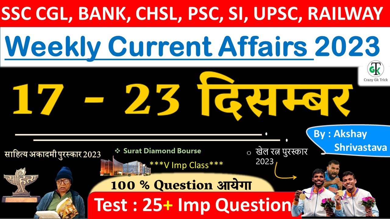 17-23 December 2023 Weekly Current Affairs | Most Important Current ...