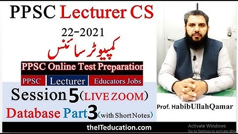 PPSC Lecturer Computer Science Lecture 3 | Session 5 DBMS