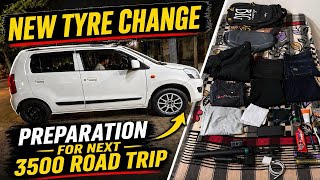 Preparation For 3500 KM Road Trip | Change Tyre In Our Car | Safar By Car