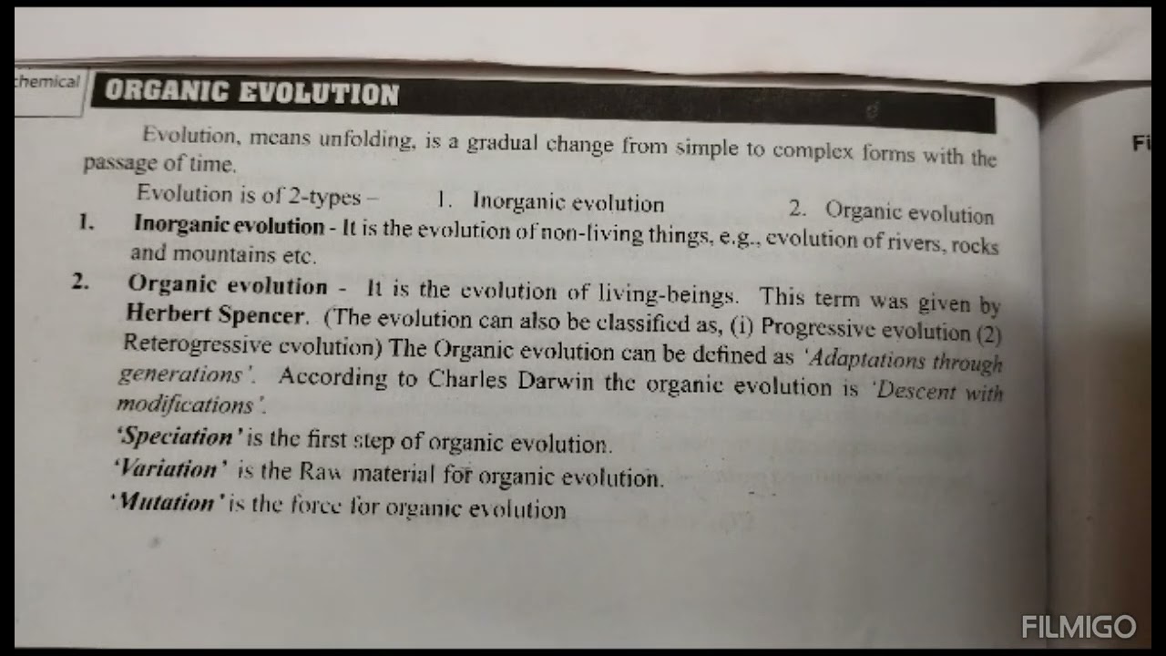 ORGANIC EVOLUTION AND INORGANIC EVOLUTION(Introduction)