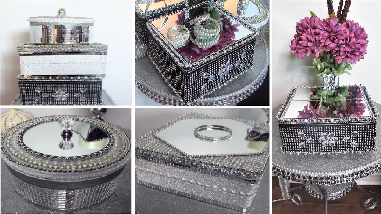 Cookie Tin Craft Ideas Mirrored Jewelry Box Mirrored Keepsake Box Glam Home Decor YouTube