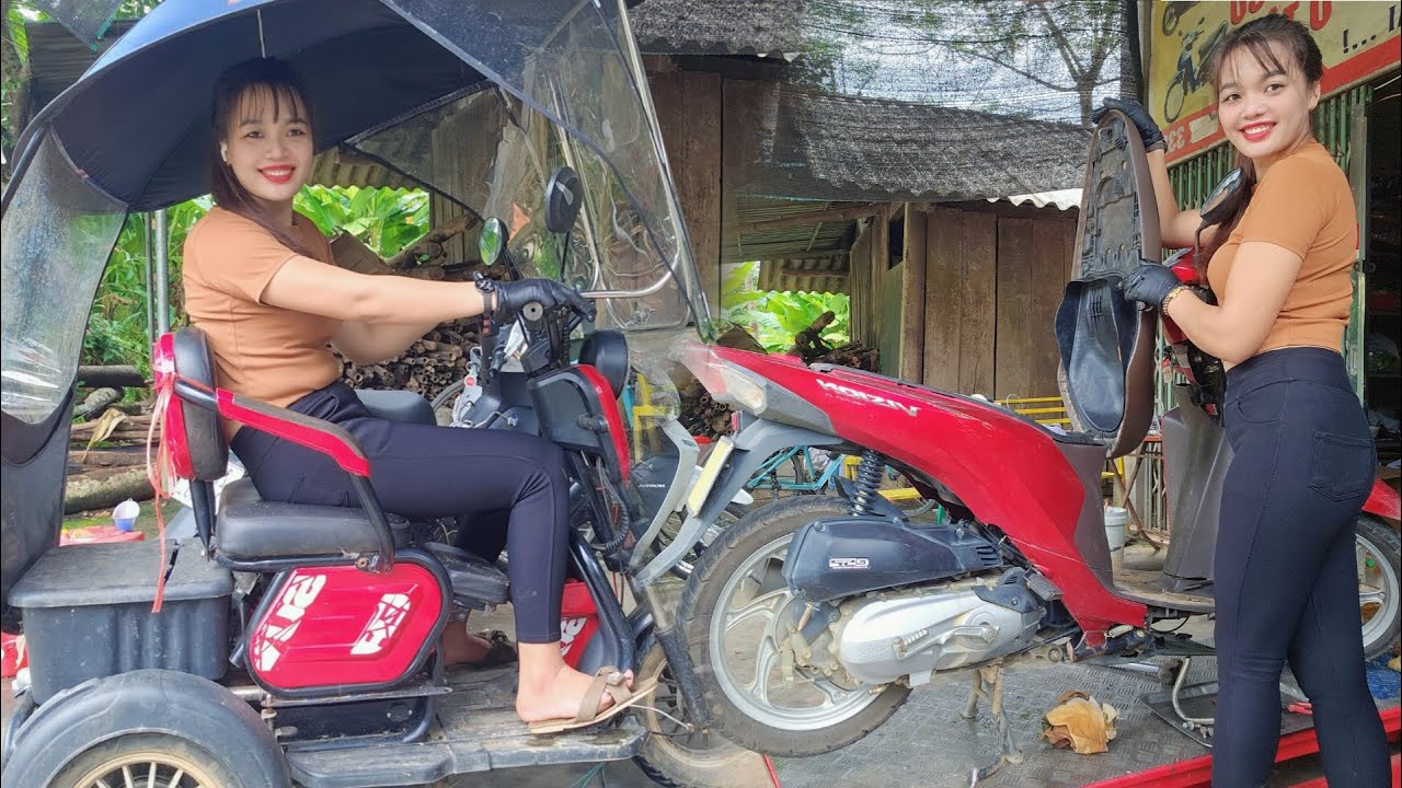 Restoring, renewing the scooter broken by traffic accident.