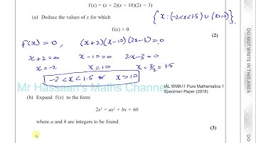 EDEXCEL IAL P1 new Specimen Paper 2018 Q8  Graphs, Inequalities, Sketching