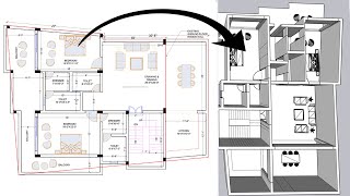 Interior Design AutoCAD To SketchUp | Basic Modelling Interior Design | How to Make Interior Design