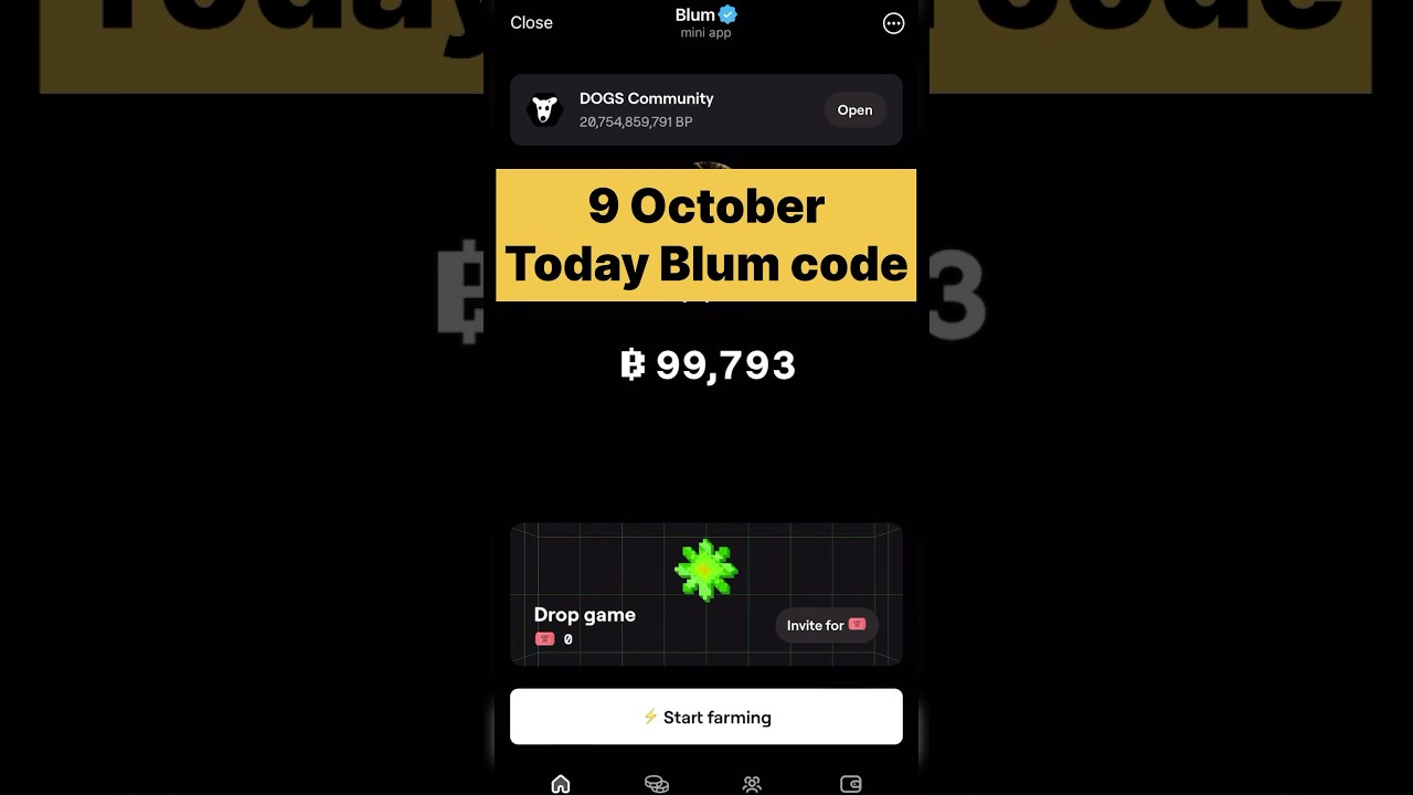 Today’s Blum video Code 9 October Blum new video code 