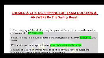 CHEMCO & CTFC DG SHIPPING EXIT EXAM QUESTIONS AND ANSWERS