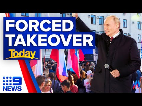 Putin officially annexes four parts of ukraine | 9 news australia