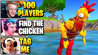 Streamers Play TAG &amp; *CATCH THE CHICKEN* With 100 Players | Fortnite Daily Funny Moments Ep.577