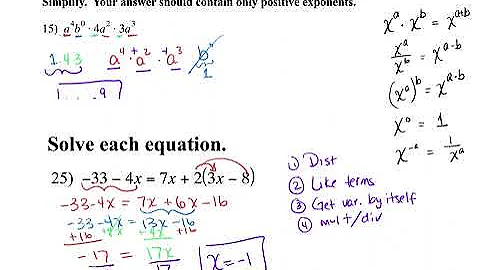 Algebra II Semester 1 Exam Review
