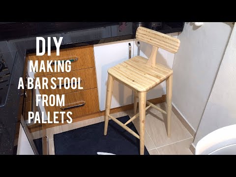 Paletten bar taburesi yapımı / Making a bar stool from pallets / How to build a bar stool
