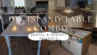 diy kitchen island on a budget, diy kitchen makeover, rental friendly