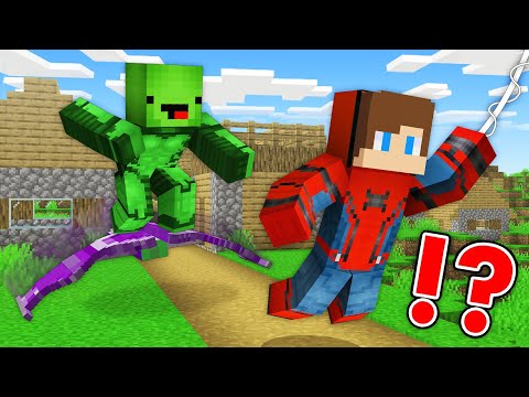 JJ and Mikey in SPIDER MAN and GREEN GOBLIN SUPERHERO CHALLENGE in Minecraft - Maizen