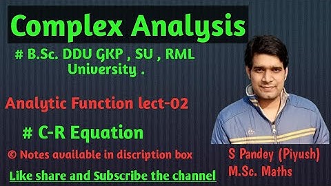 Complex Analysis| Analytic function lect-02 | DDU GKP | SU | RML UNIVERSITY | B.sc #CRequation.