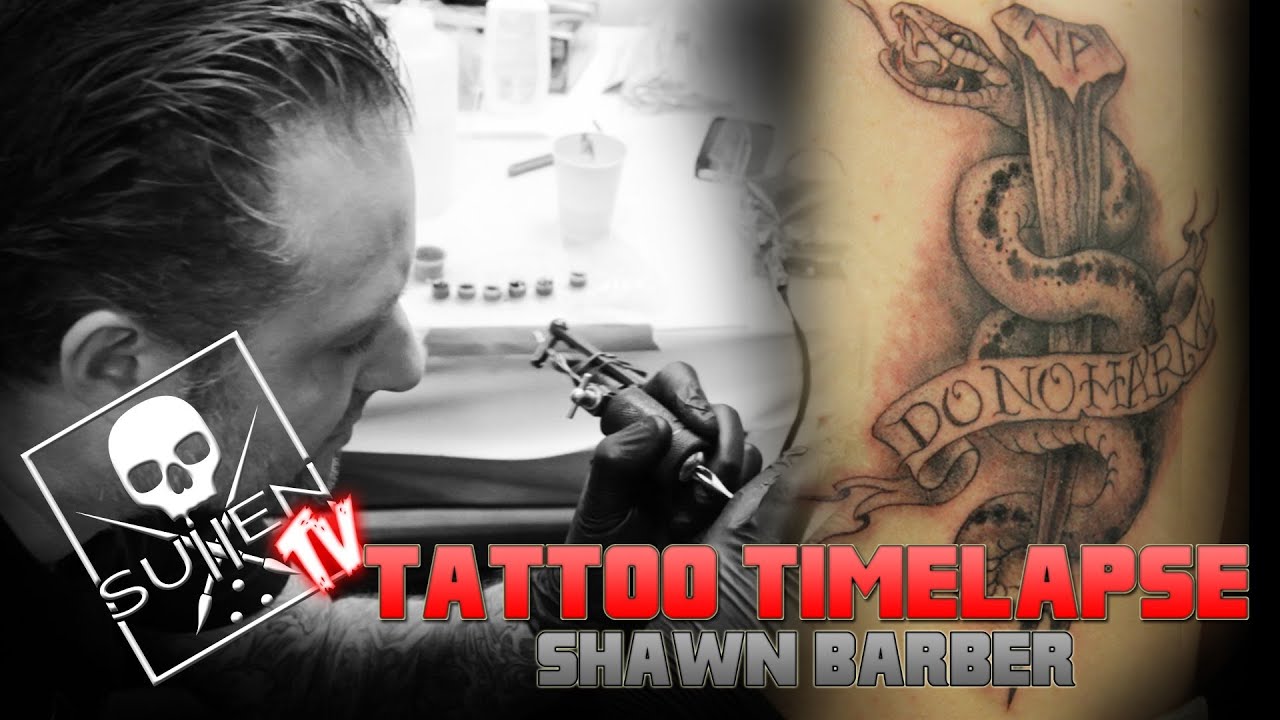 Tattoo Time Lapse - Shawn Barber - Tattoos Custom Snake and Stake