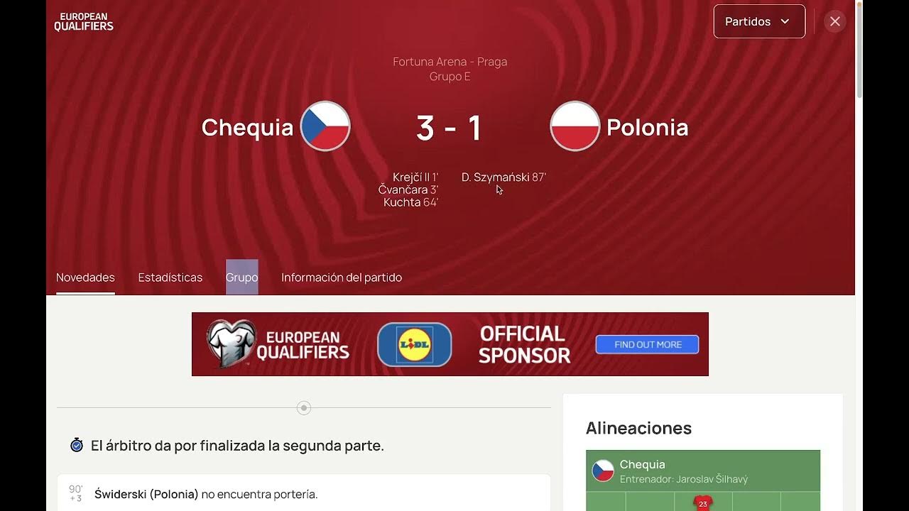 Grupo E Eliminatorias Eurocopa 2024 Fecha 1 Resultados, Posiciones y