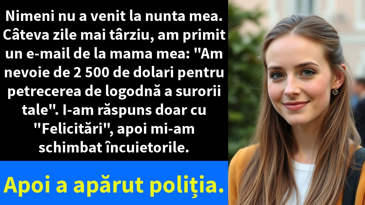 Nimeni nu a venit la nunta mea. Câteva zile mai târziu, am primit un e-mail de la mama mea: