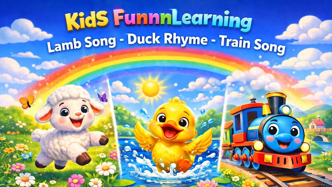 Fun Nursery Rhymes for Kids | Lamb, Duck & Train Songs | Kids Funnn Learning
