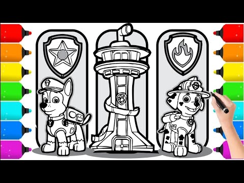 Drawing and coloring Tower PAW PATROL | super heroes coloring pages ...