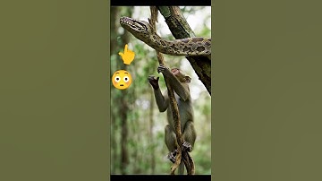 "The Monkey Was Climbing… But Then Came the Python 😱🐍🧗#monkey #ytshorts #animals #reels