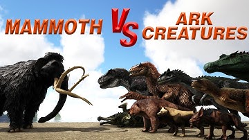 Mammoth vs Ark Creatures || Ark Battle