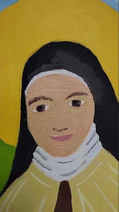 Folk art style icon painting by artist Linda Harri...