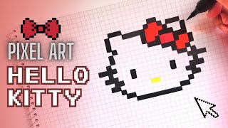 Handmade Pixel Art - How To Draw HELLO KITTY Step by Step!