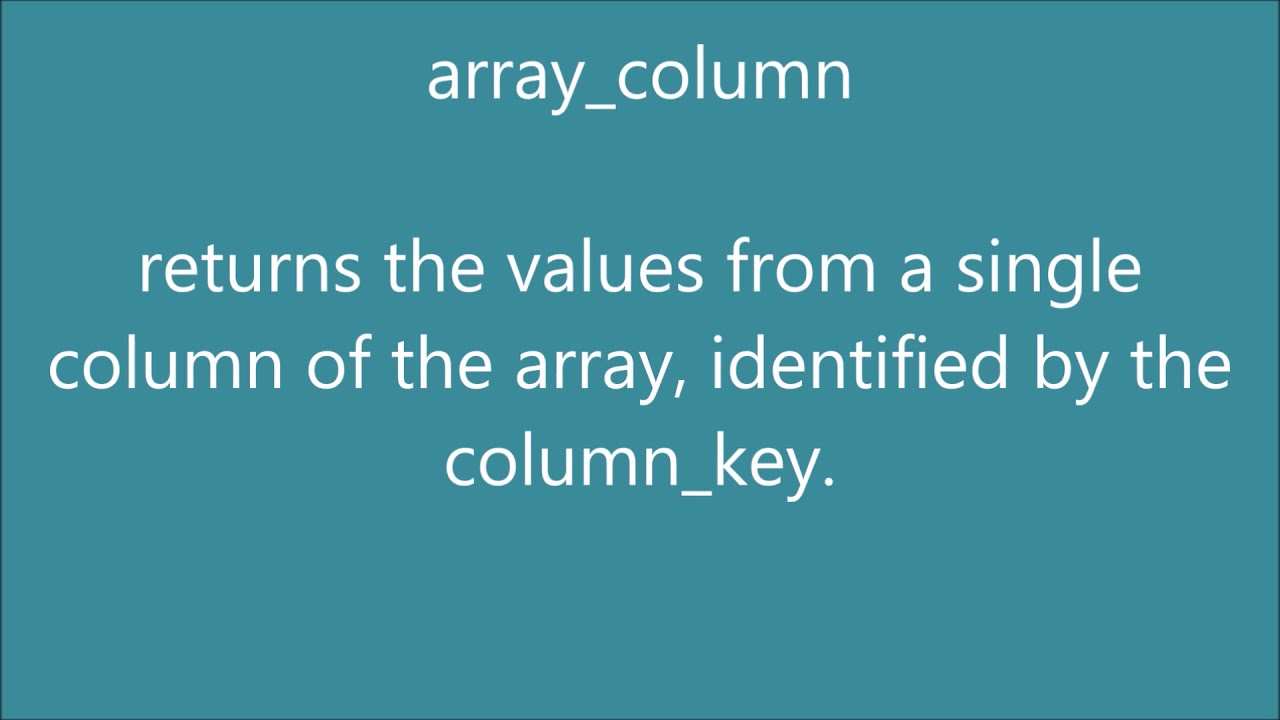 php array index  New  Array column | PHP Array Function