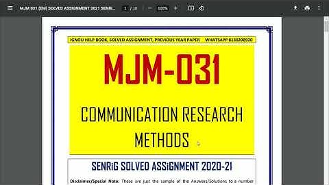 MJM 031 Solved Assignment 2020-21 | Communication Research Methods | IGNOU Solved Assignment