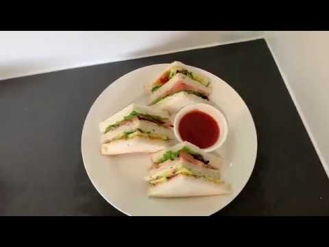 Vegetarian Club salad sandwich easy and quick recipe