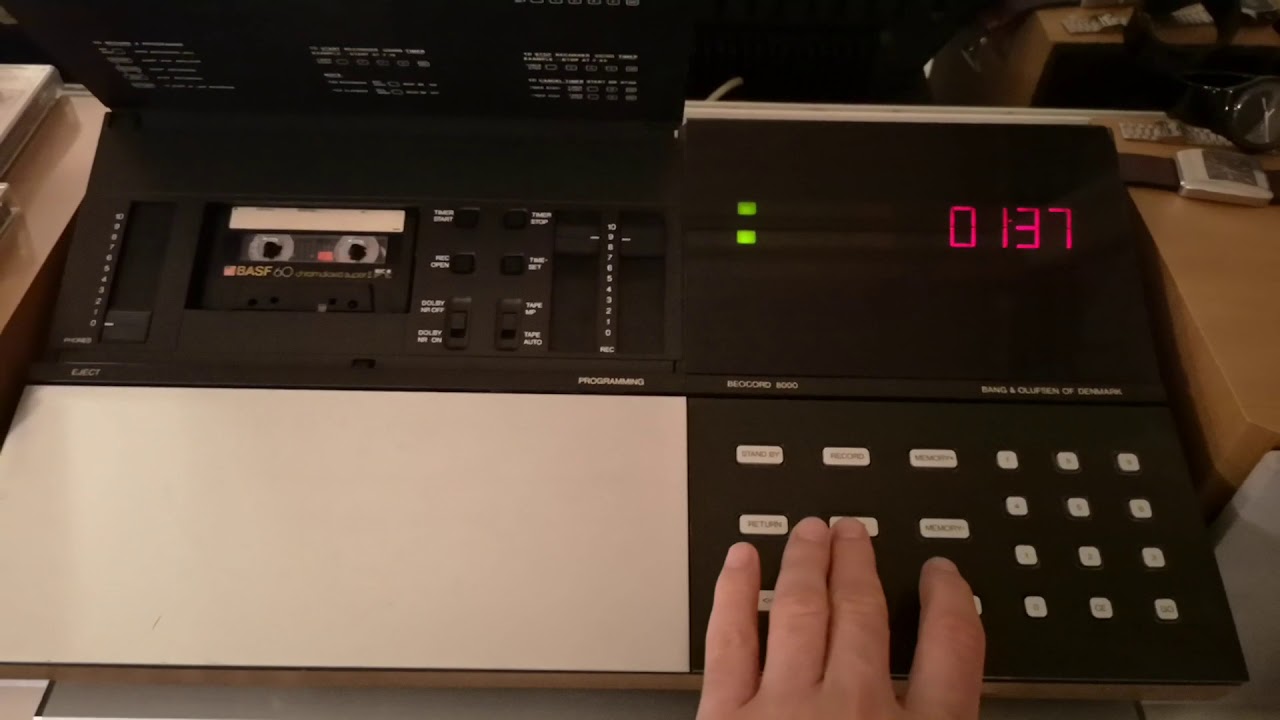 Bang & Olufsen of DENMARK Beocord 8000 cassette deck, Beverly Hills cop soundtrack, Aiwa AF-3060