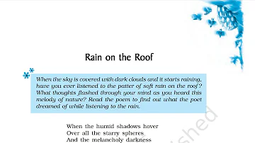 Rain on the Roof by Coates Kinney - English Poem Class 9