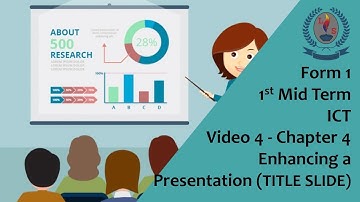 Form 1 - 1st Mid Term - ICT - Video 4 - Chapter 4 - Enhancing a Presentation TITLE SLIDE