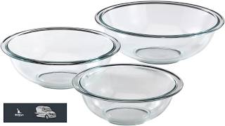 Pyrex Essentials (3 Piece) Glass Mixing Bowls Set For Prepping Baking and Cooking
