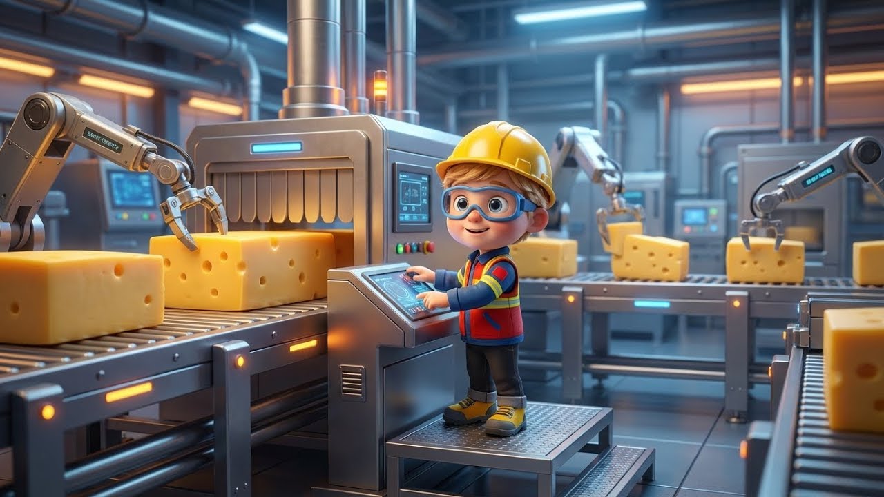 Inside a High-Tech Giant Cheese Factory Operated by Tiny Boy | 3D Animation | Tiny 3D CEO