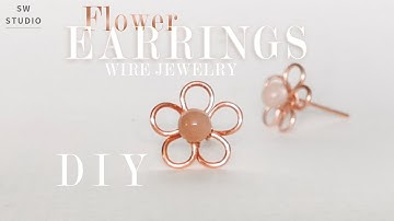 Flower earrings/Easy Ear Studs/Easy Earrings/Jewelry Set/Wire Wrap Earrings Tutorial/How to make