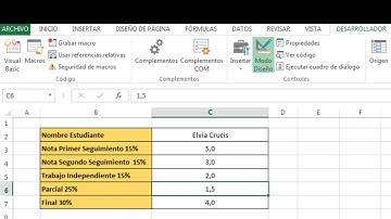 Procedimientos en VBA en Excel calculo de nota definitiva