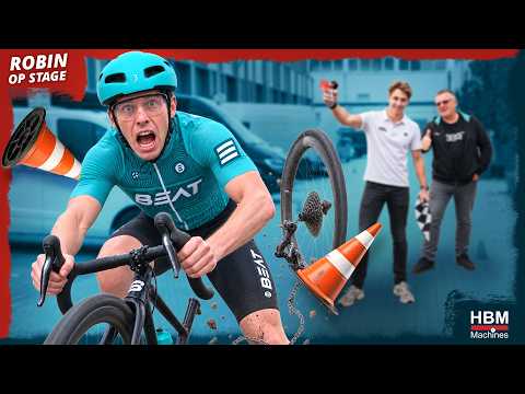 Automonteur op de racefiets! Hersenlooz waagt een hilarische poging | Robin op Stage