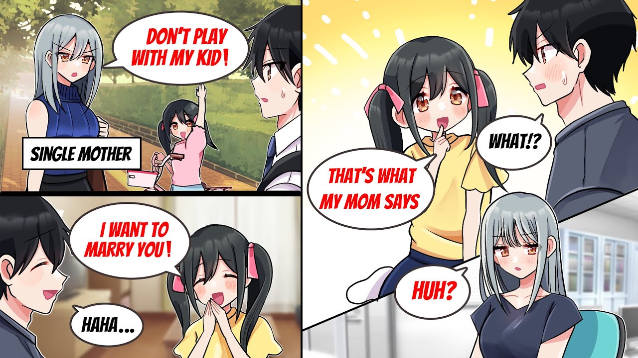 A beautiful single mother doesn't want me to play with her daughter but...［Manga dub］［RomCom］