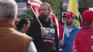 Trump supporters gathered at Black Lives Matter Plaza ahead of Saturday rally