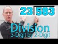 Long division with 2digit divisors   dividing 3digit numbers by 2digit numbers