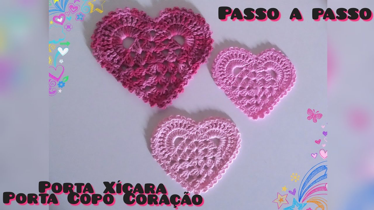 #portaXicaraCoração #portaCopodeCroche PORTA XÍCARA/ PORTA COPO CORAÇÃO! 💖☕💖☕