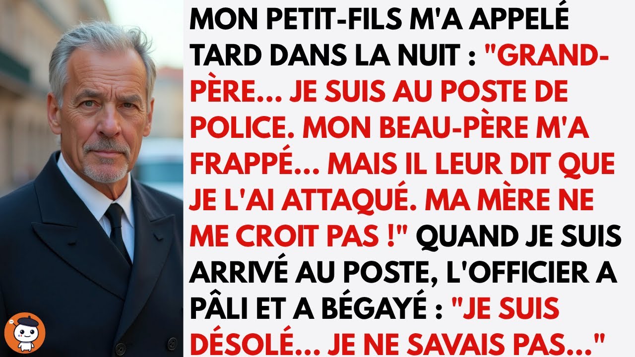 Le téléphone a sonné à trois heures du matin. J'ai reconnu la voix tremblante de mon petit-fils avant même qu'il ne dise son nom. "Grand-père, je suis au commissariat. Il m'a frappé, mais il dit...