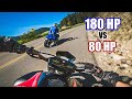 MT07 SLAYING backroads with the BIG Boy Bikes! (S1000RR, VMAX, GSXR, CBR600RR, and MT07)