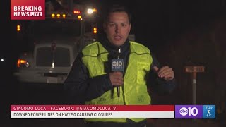 Downed Power Lines on Highway 50 Cause Closures