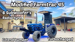 Modified tractor/ Farmtrac 45/ 6 Subwoofer’s/ Turbocharged/extend bumper/hockey guddi tyre